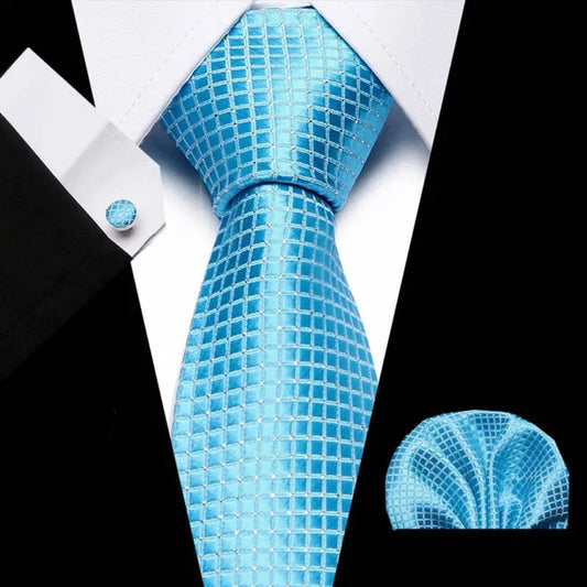 Blue Silver Necktie Set
