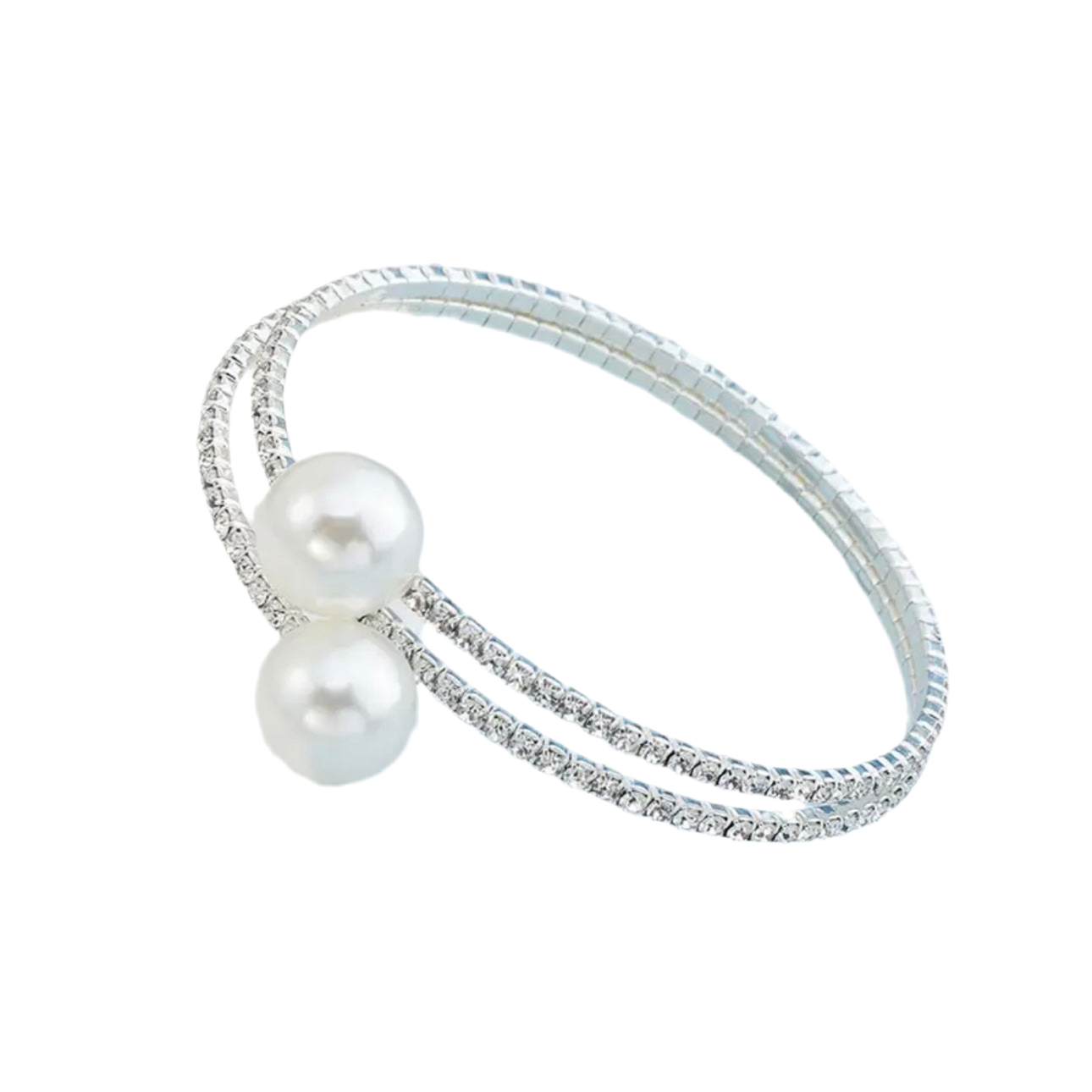 Pearls Rhinestones Flexible Bracelet