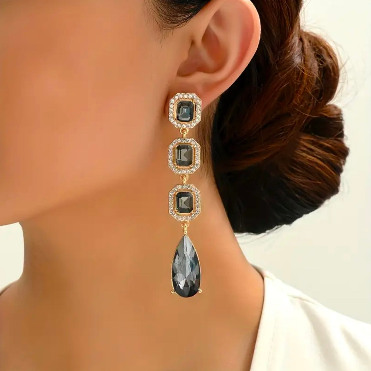 Grey Luxurious Dangling Earrings