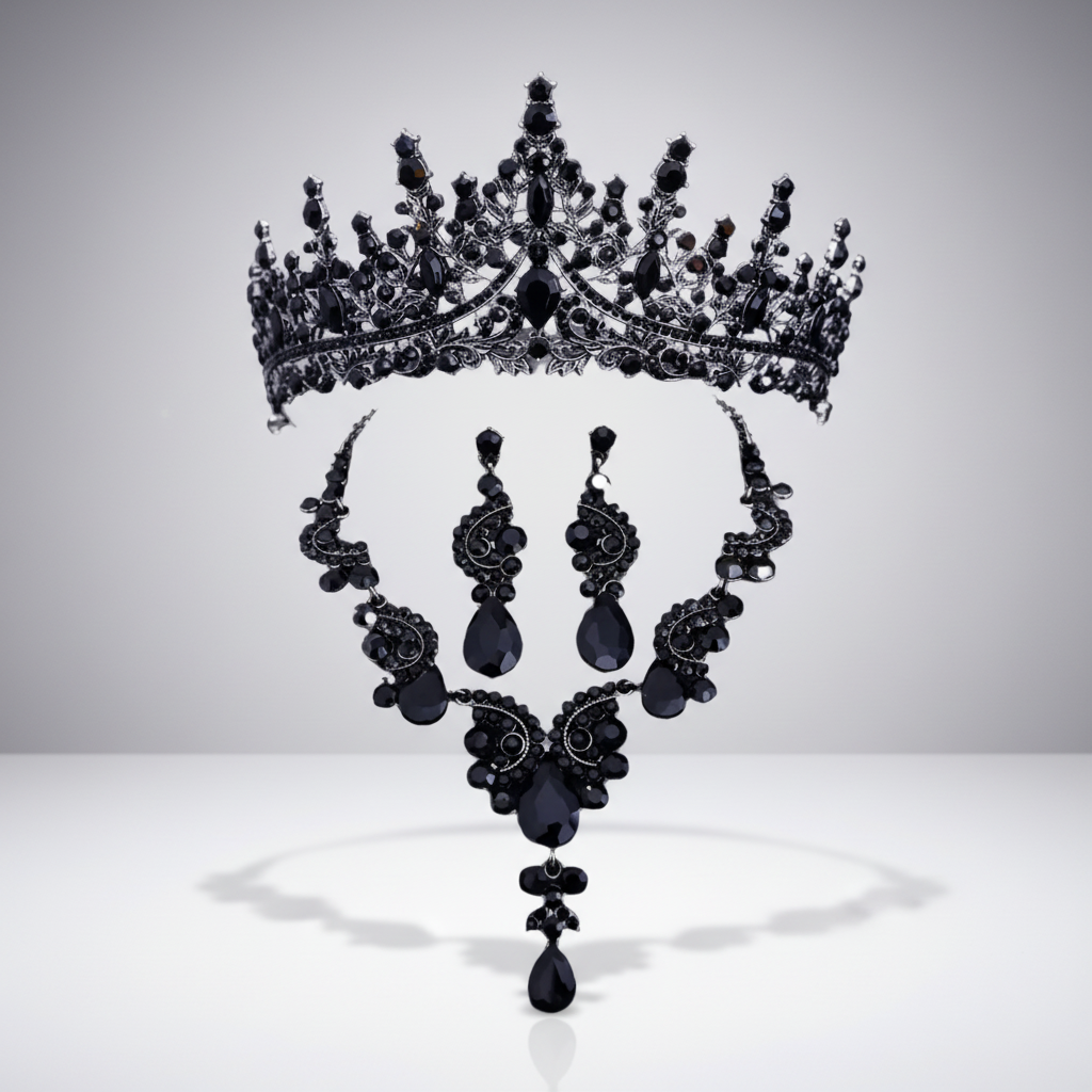Black Tiara & Jewelry Set