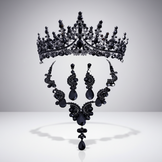 Black Tiara & Jewelry Set
