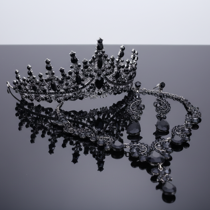 Black Tiara & Jewelry Set