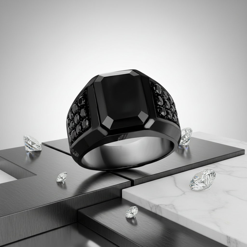 Black Zirconia Statement Ring