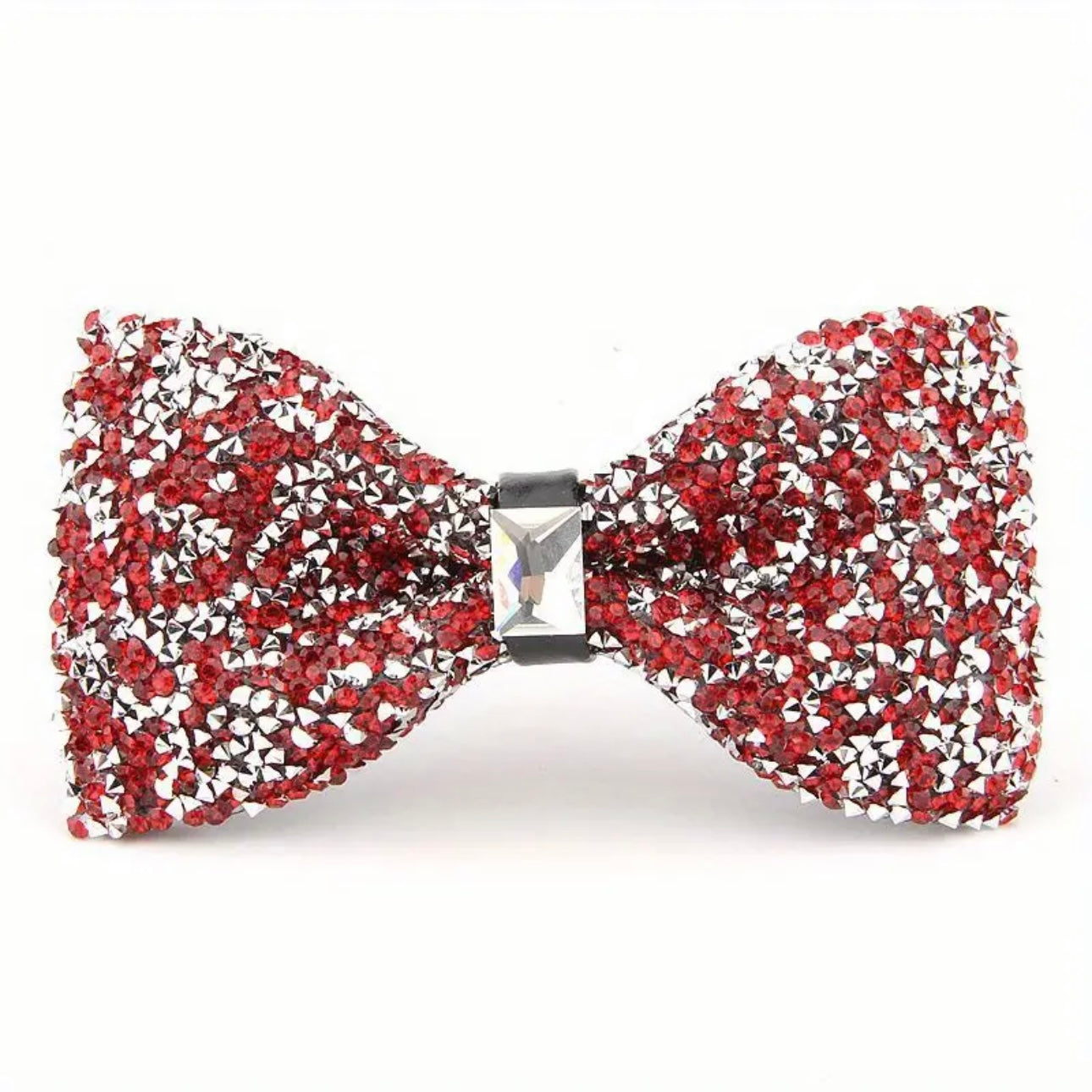 Red Silver Rhinestone Bowtie