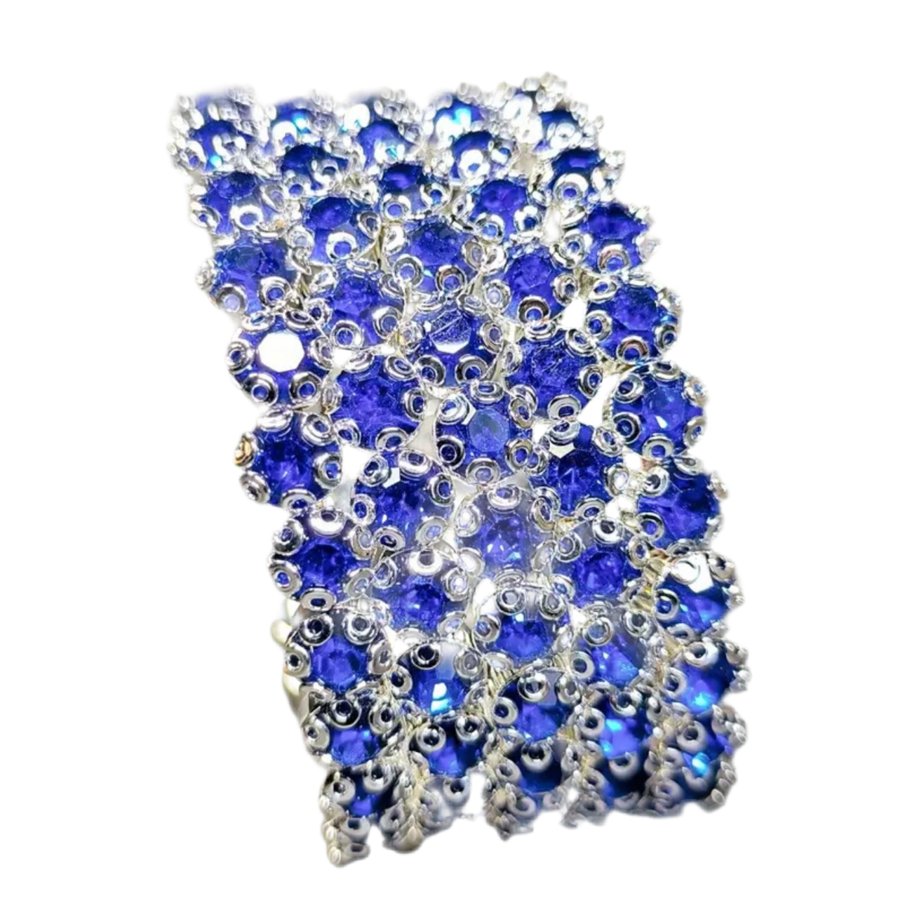 Flexible 5 Row Rhinestone Bracelets-Silver Setting