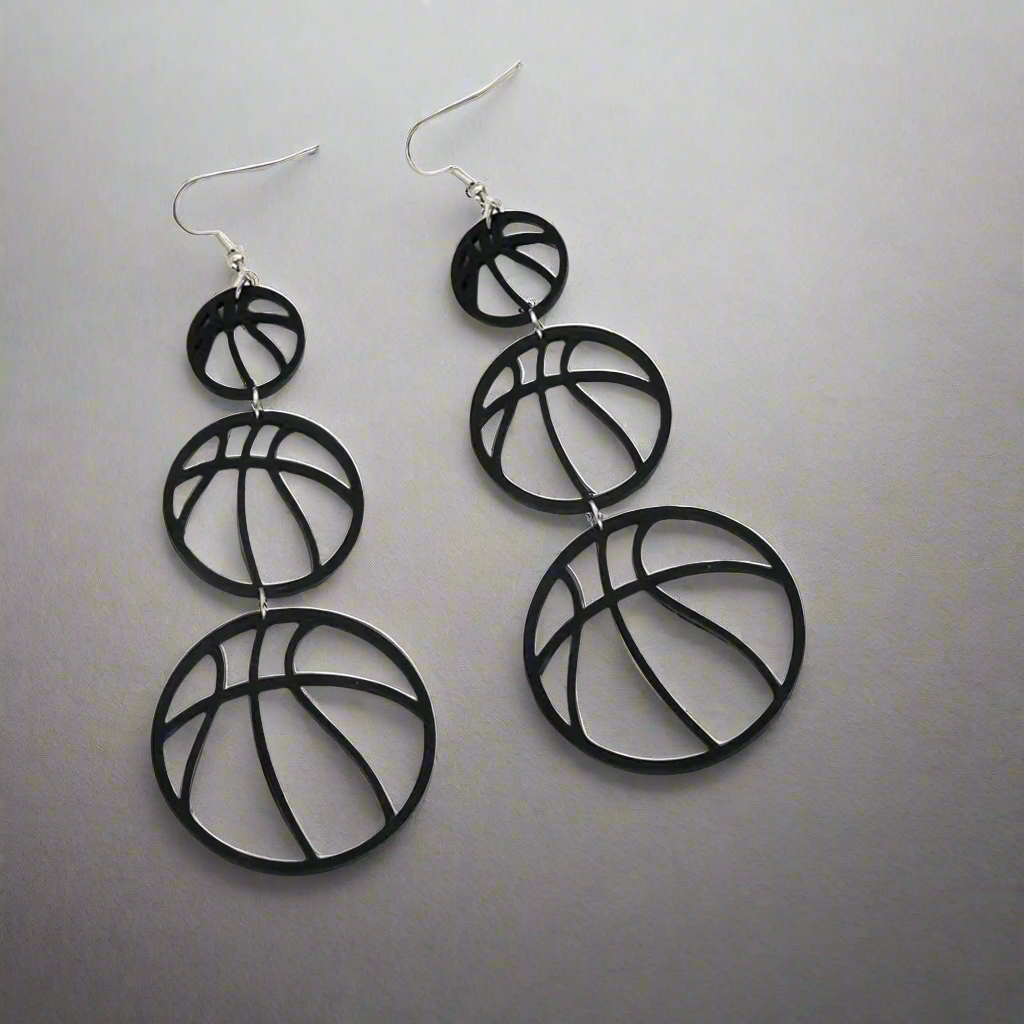 Basketball Black Dangle Earrings