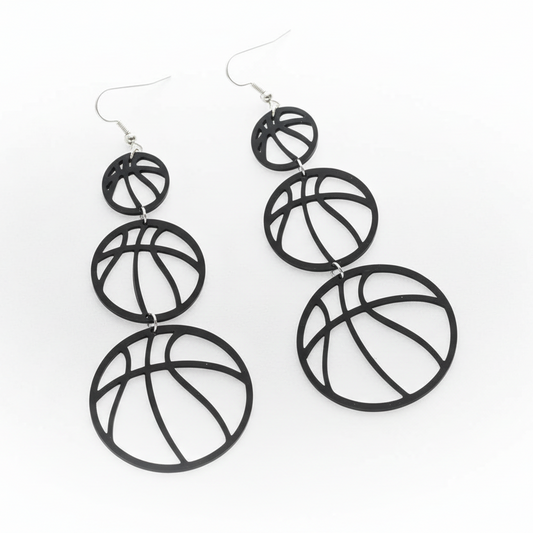 Basketball Black Dangle Earrings
