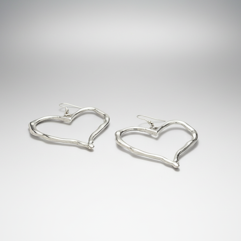 Polished Heart Jewelry Set Silver