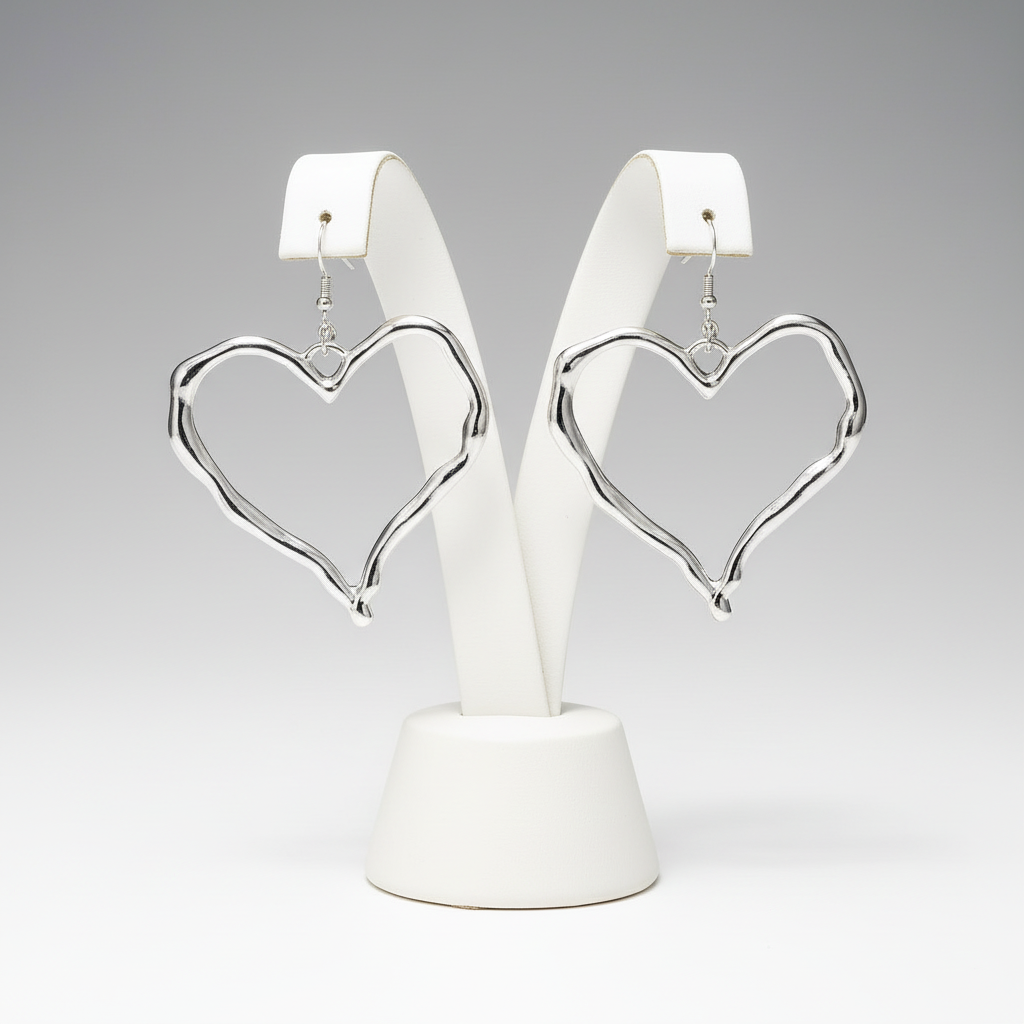 Polished Heart Jewelry Set Silver