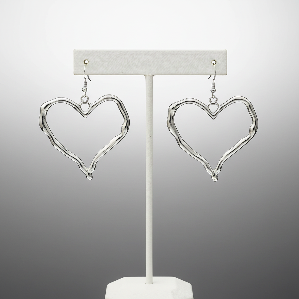 Polished Heart Jewelry Set Silver