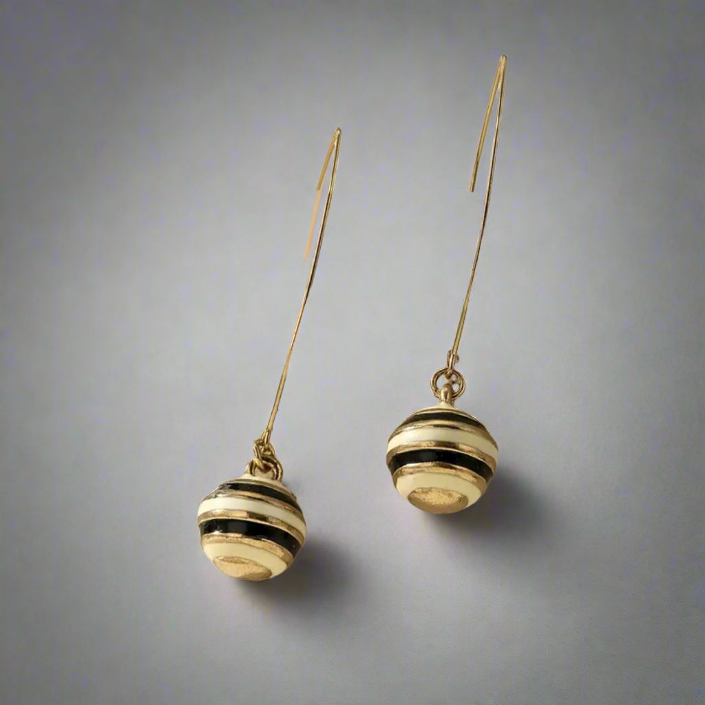 Vanilla Creme Ball Drop Earrings