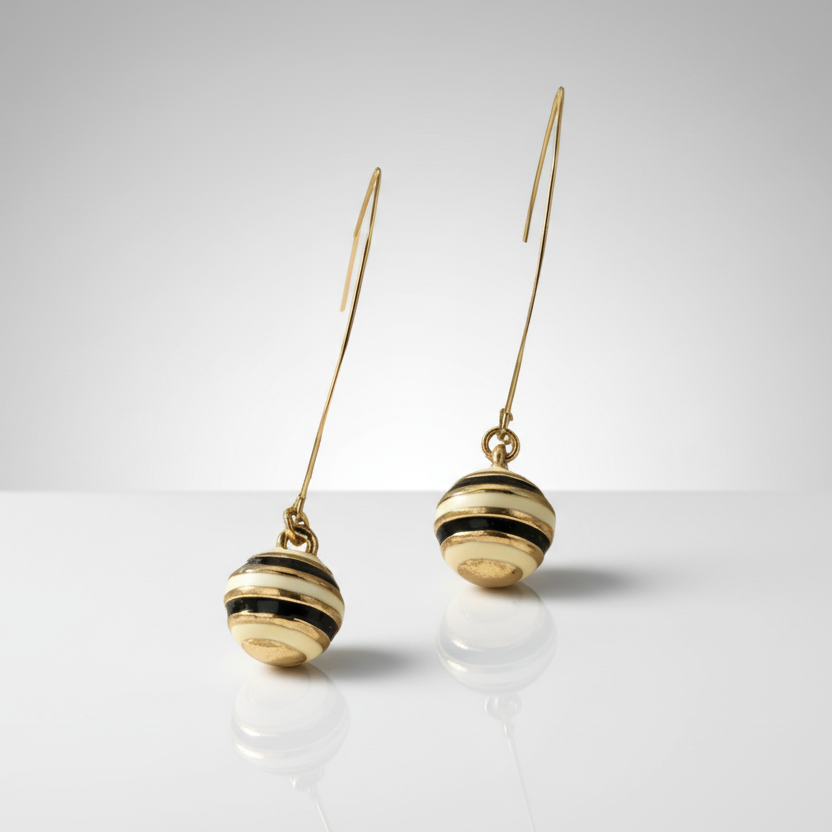 Vanilla Creme Ball Drop Earrings