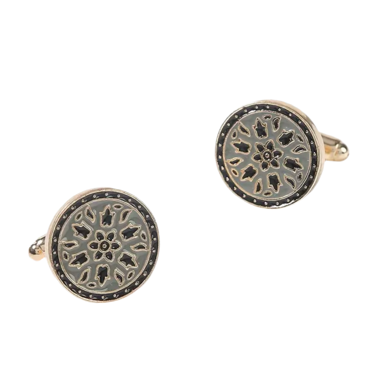 Gold Grey French Cufflinks