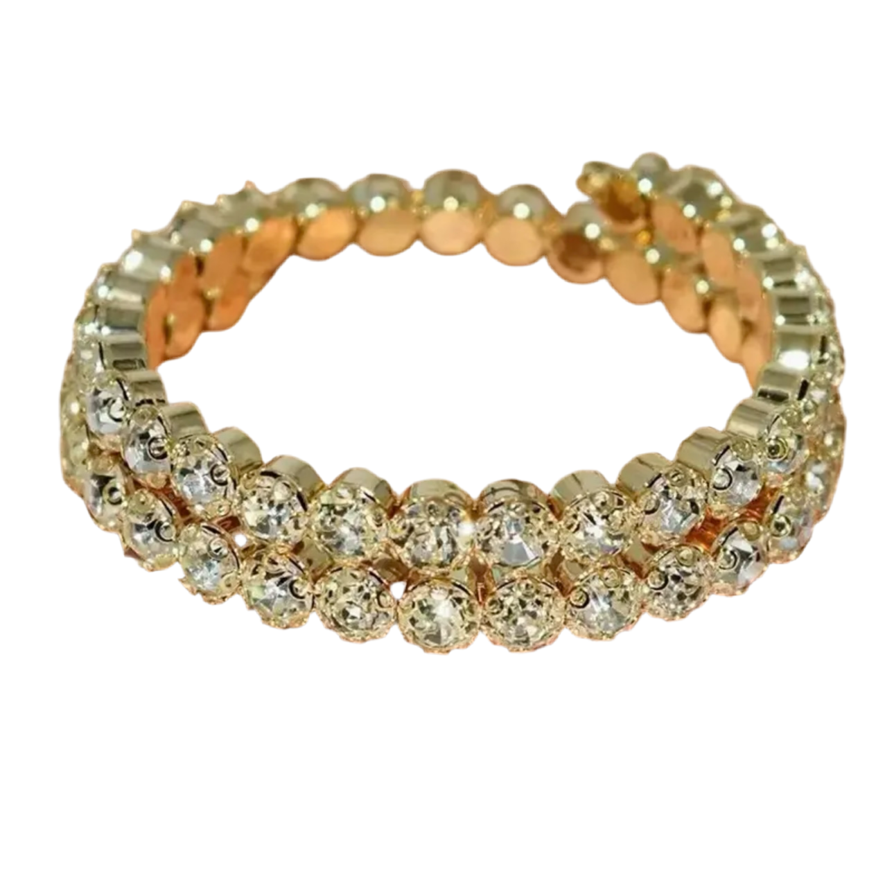 Clear Gold 3 Row Flexible Bracelet