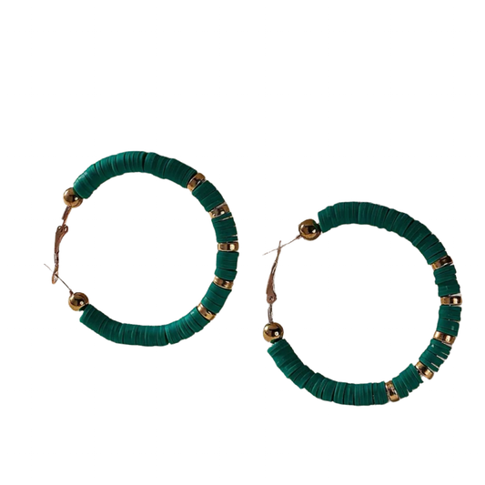 Green Gold Hoop Earrings