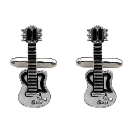 Guitar Cufflinks in Silver