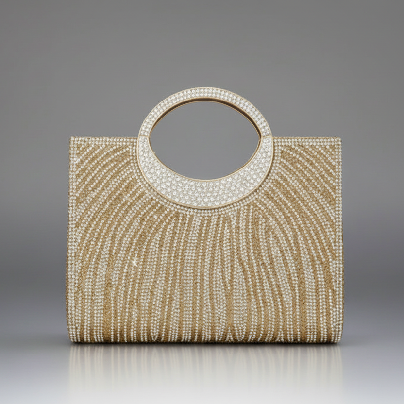 Glam Stripes Rhinestone Evening Bag