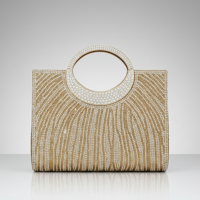Glam Stripes Rhinestone Evening Bag