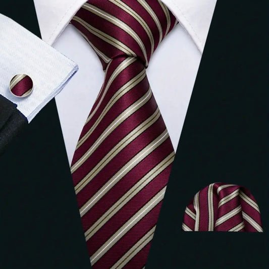 Red Wine Gold Necktie Set