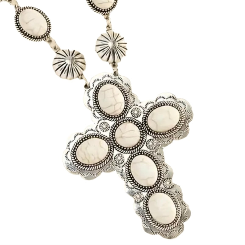 White Turquoise Cross Set