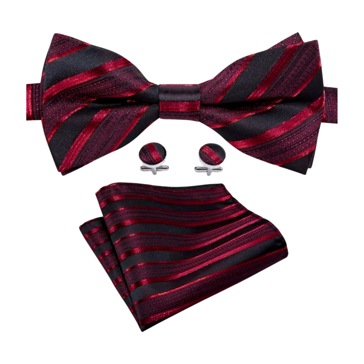 Red Black Stripes Suspenders Bowtie Set