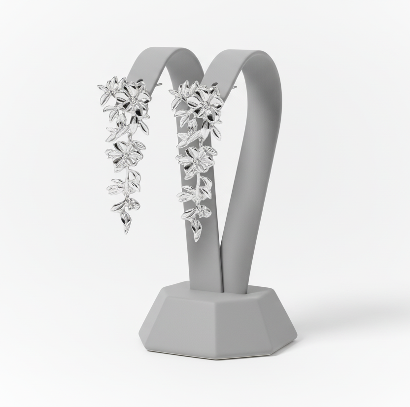 Floral Silver Earrings