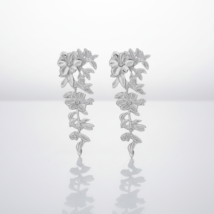 Floral Silver Earrings
