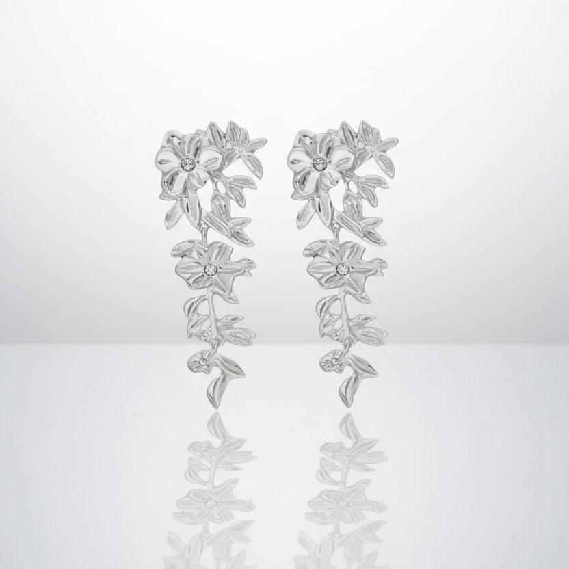 Floral Silver Earrings