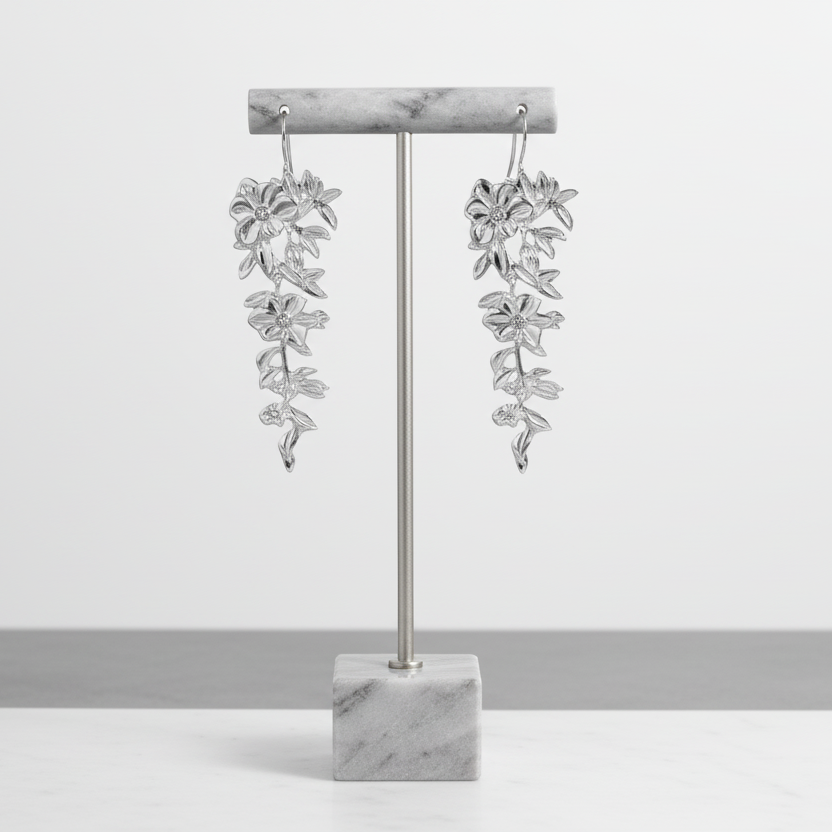 Floral Silver Earrings