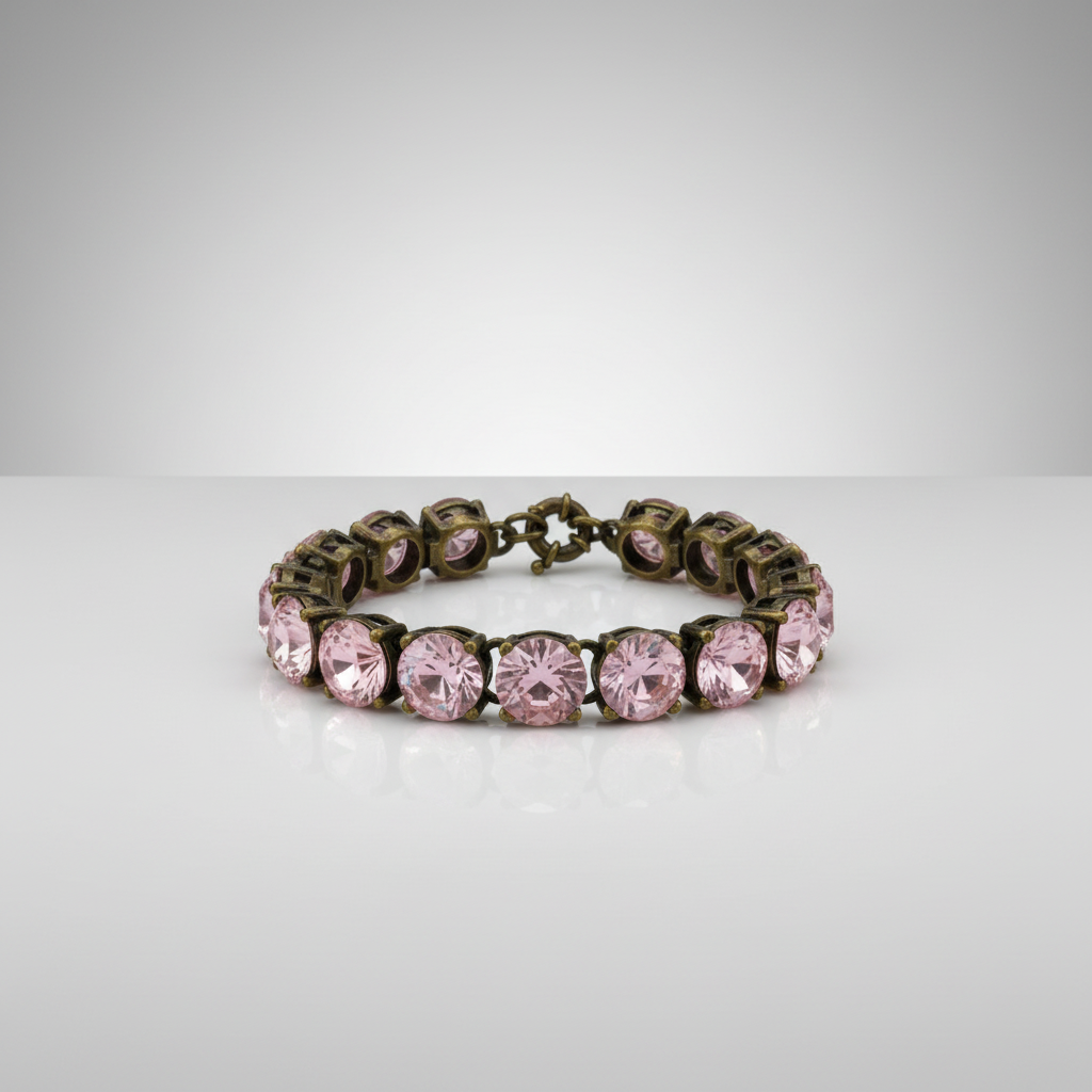 Pink Rhinestones Tennis Bracelet