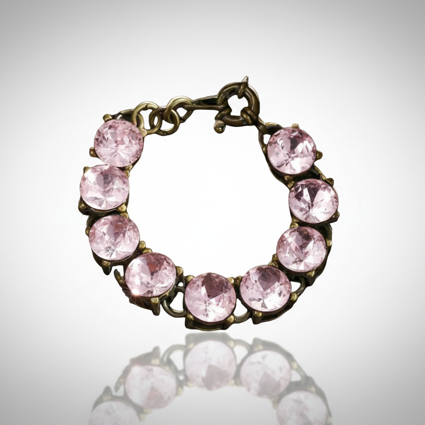 Pink Rhinestones Tennis Bracelet