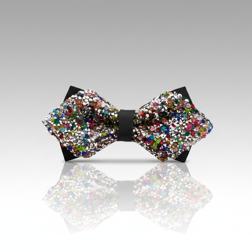 Multicolor Rhinestone Wing Bow Tie