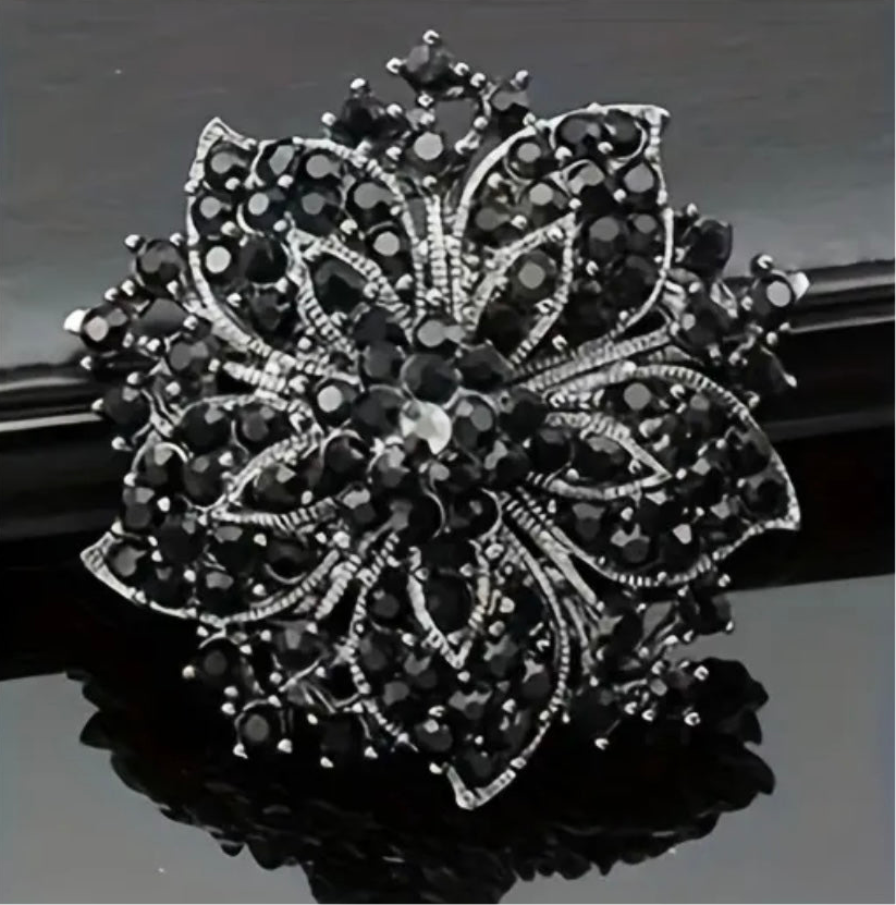 Black Flower Brooch Pin