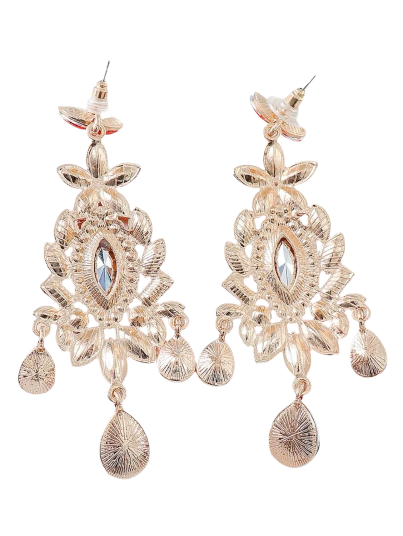 Clear Gold Chandelier Earrings