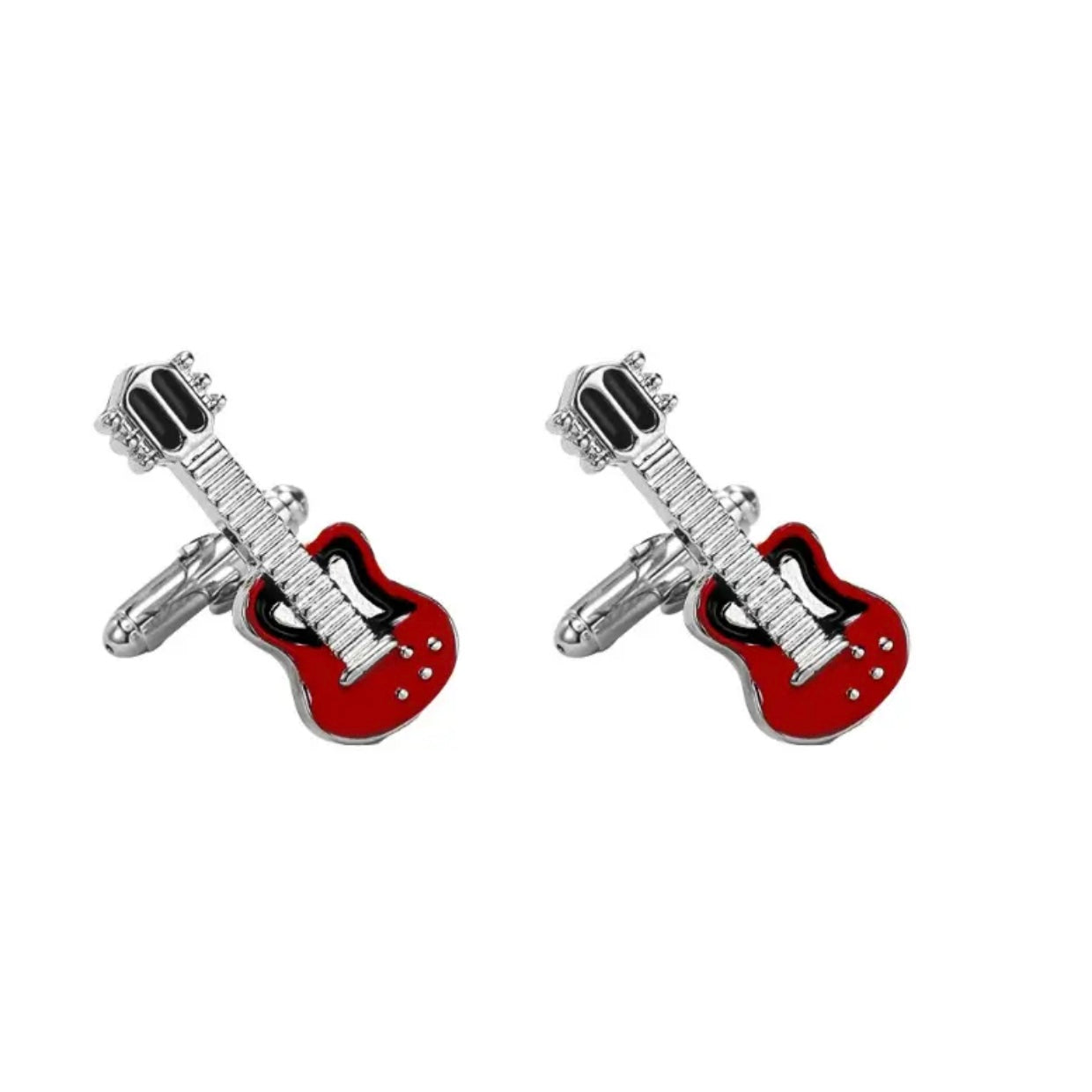 Guitar Cufflinks in Red