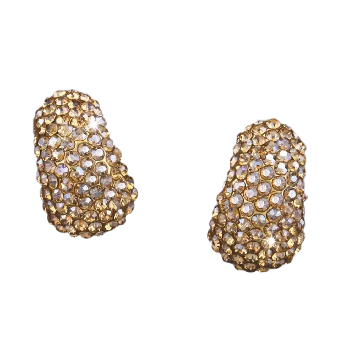 Gold Rhinestone Clip Earrings