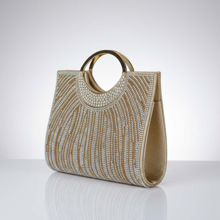 Glam Stripes Rhinestone Evening Bag