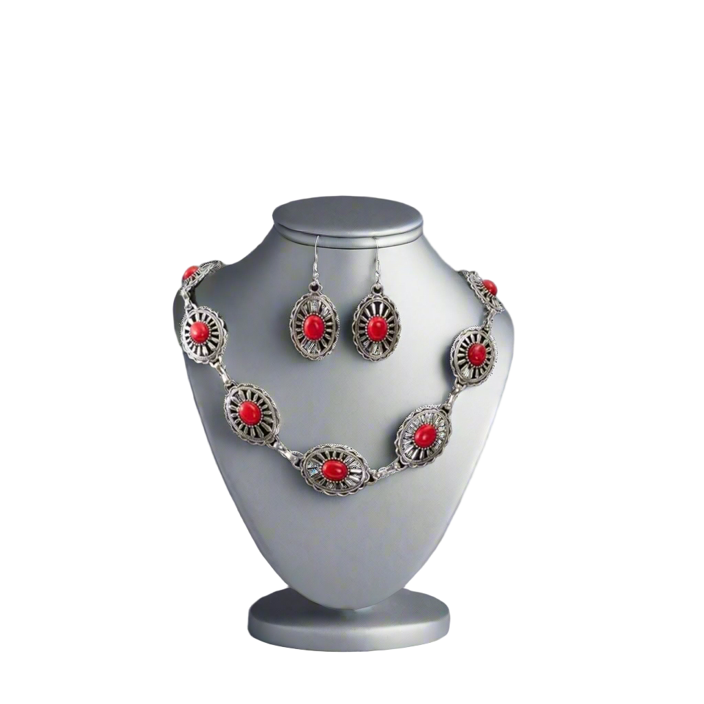 Red Turquoise Concho Set