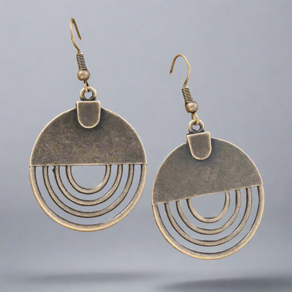 Bronze Geometric Boho Earrings