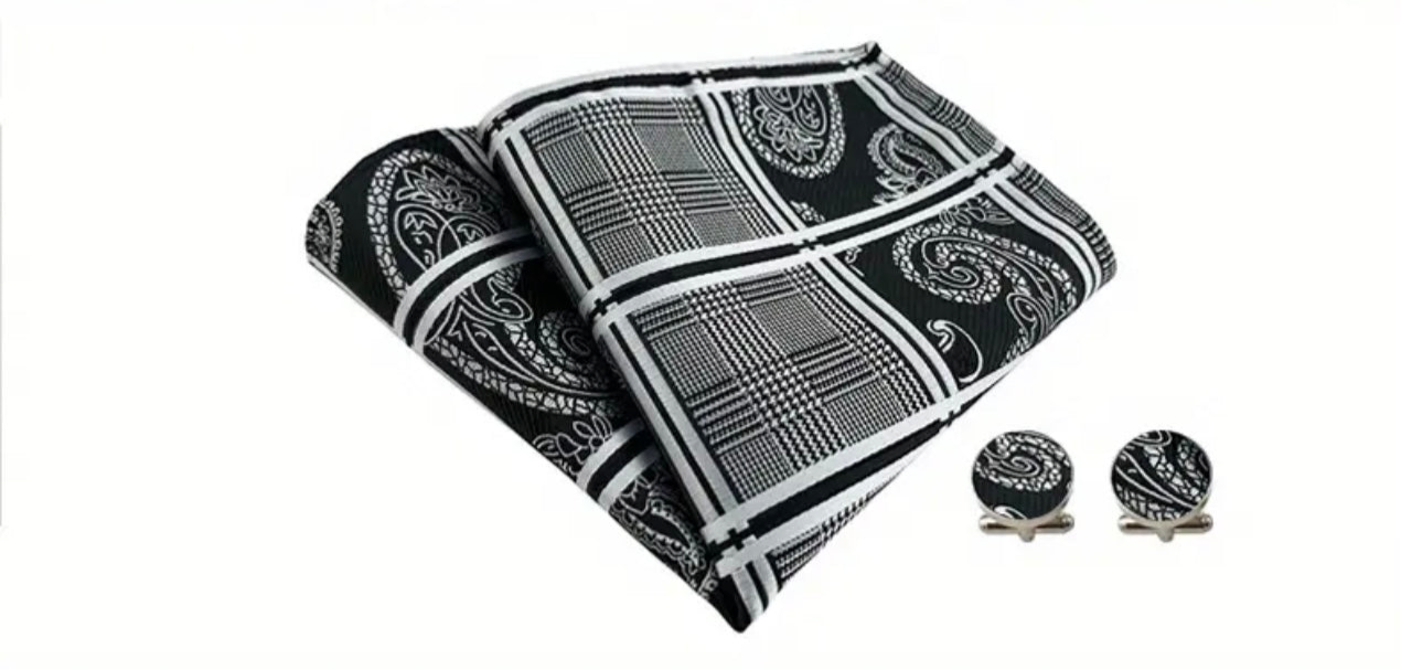 Black Paisley Plaid Bowtie Set