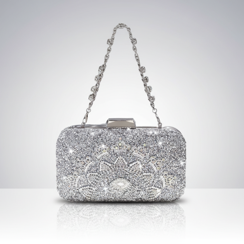 Crowning Floral Rhinestone Clutch