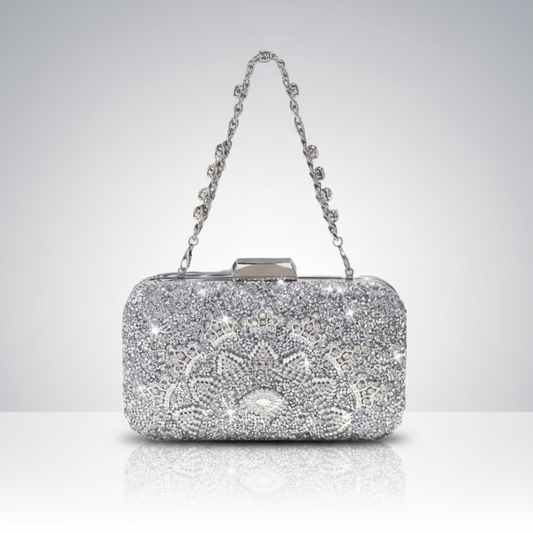 Crowning Floral Rhinestone Clutch