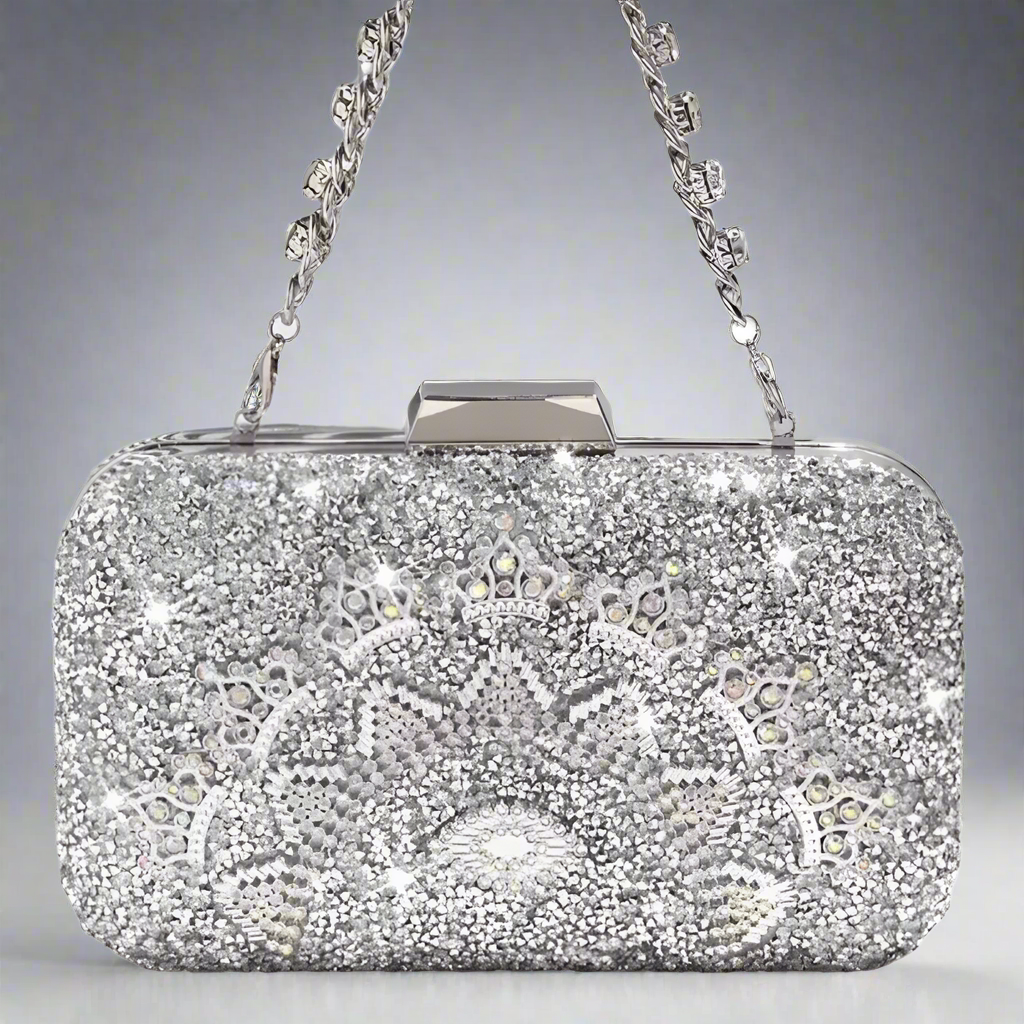 Crowning Floral Rhinestone Clutch