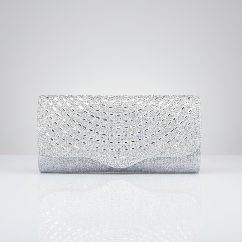 Scalloped Edge Rhinestone Clutch Evening Bag
