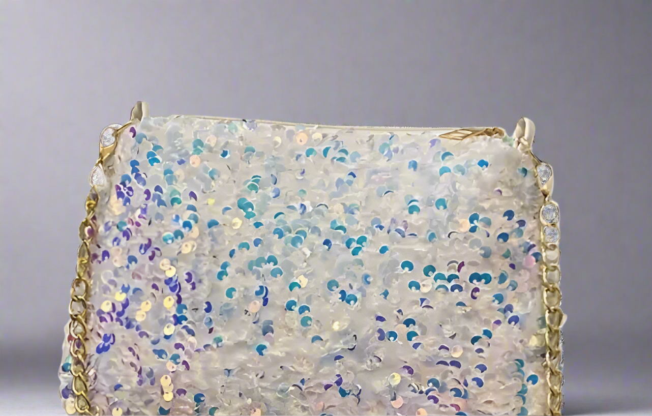 Sequin Iridescent White Bag
