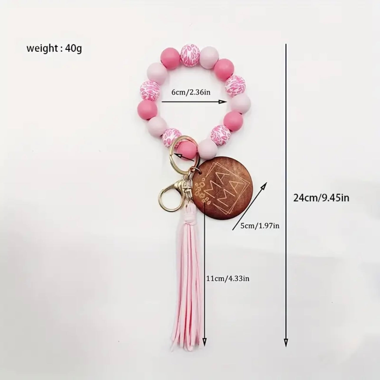 Mama Pink Beaded Keychain