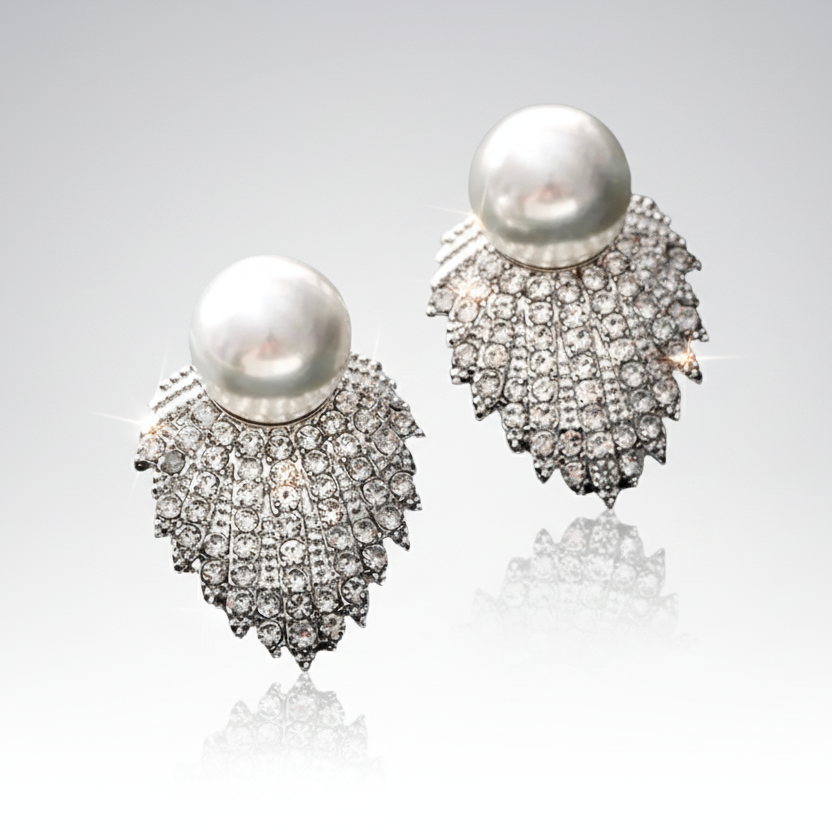 Vintage Pearl Rhinestone Earrings