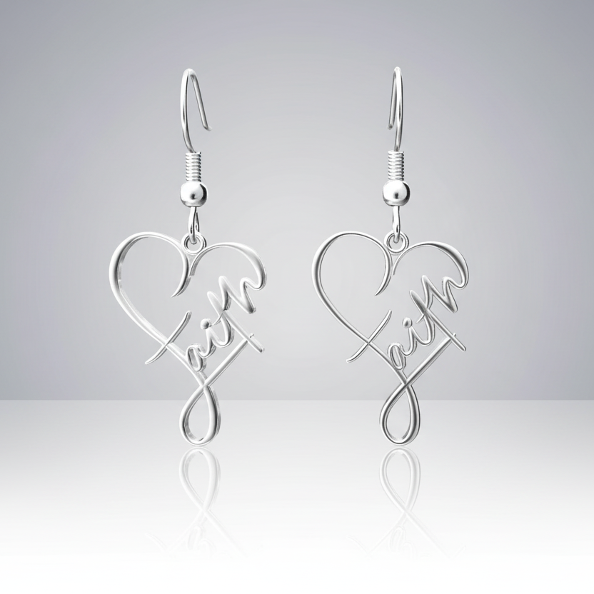 Faith Stainless Steel  Heart Earrings