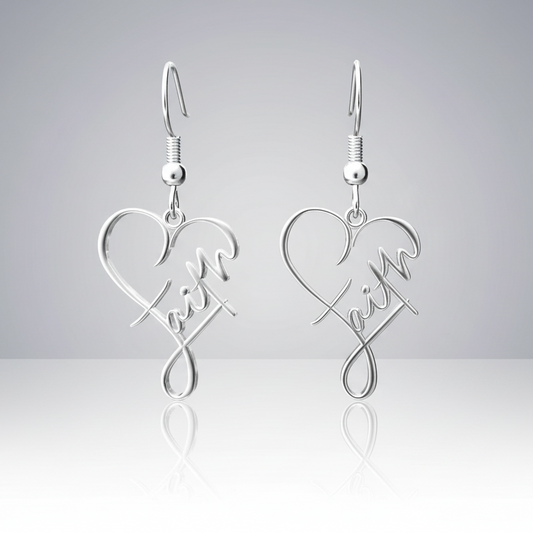 Faith Stainless Steel  Heart Earrings