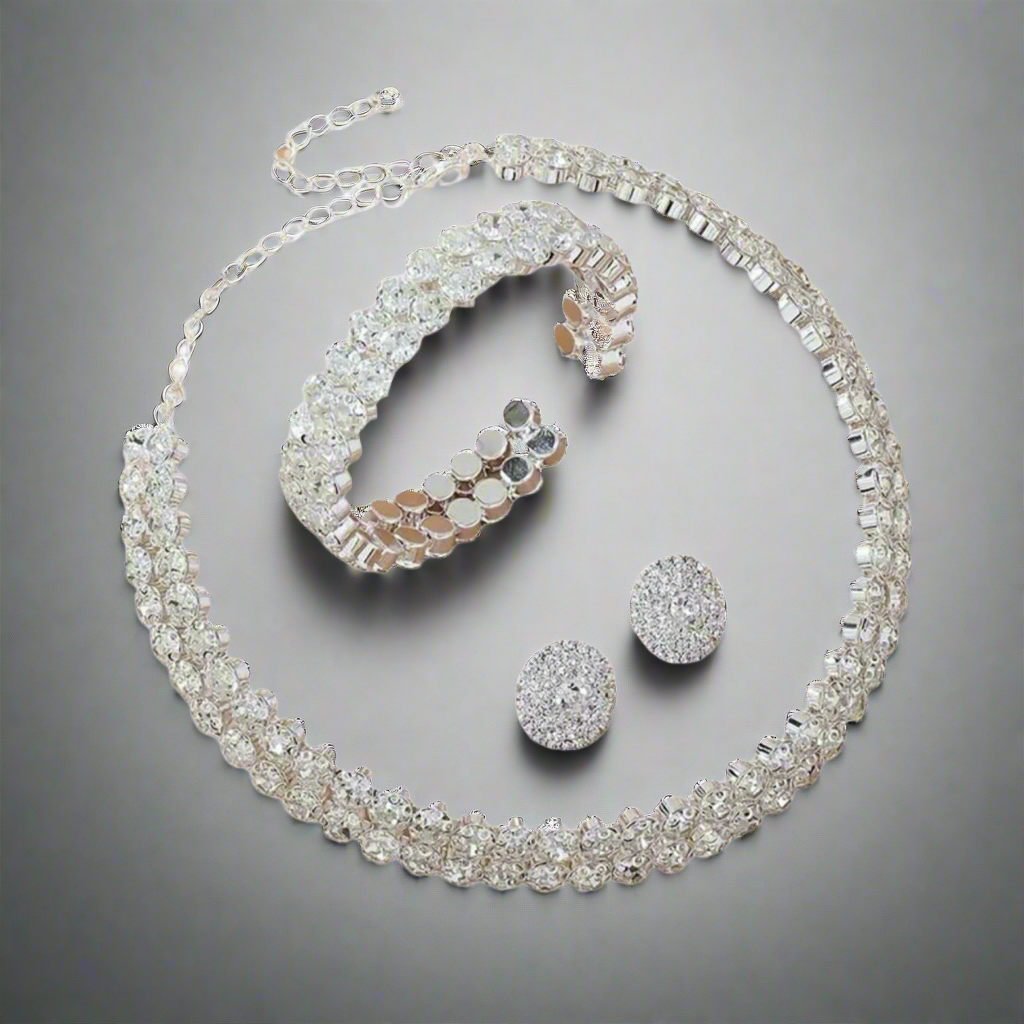 Round Rhinestone Jewelry Set